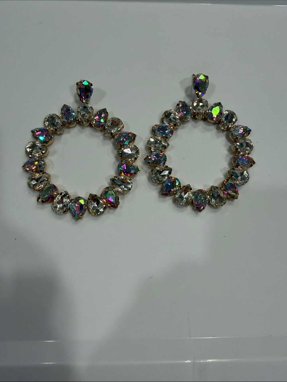 Aurora Crystal Hoop Drop Earrings - Multicolor